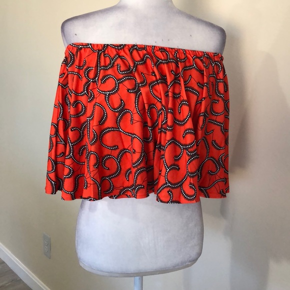 Fits 6-8-10 Orange draped crop top - Picture 6 of 7